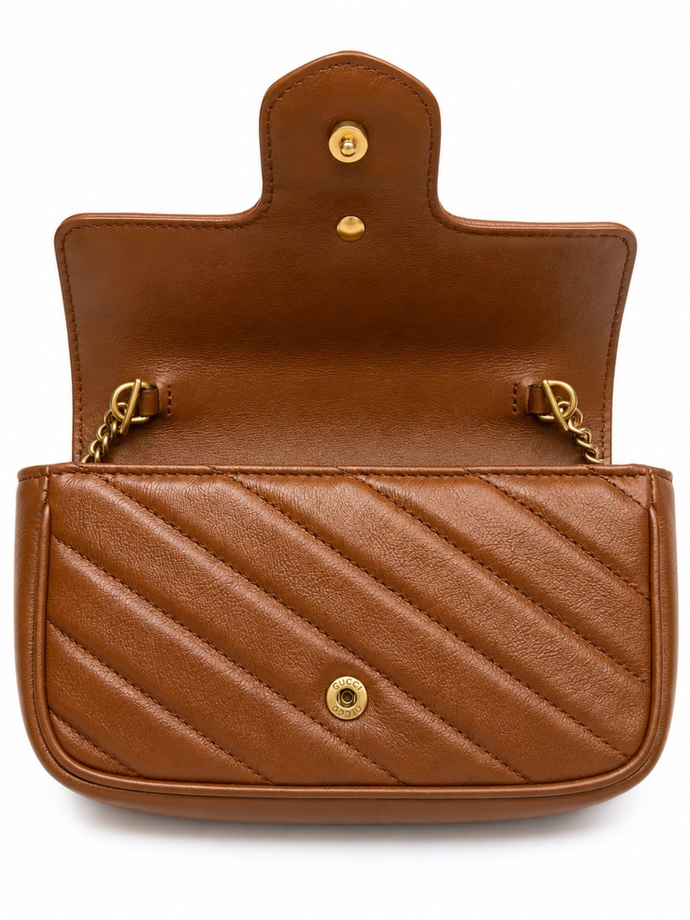Gucci Brown Quilted Leather Crossbody with Gold Double G - Picture 3 of 6